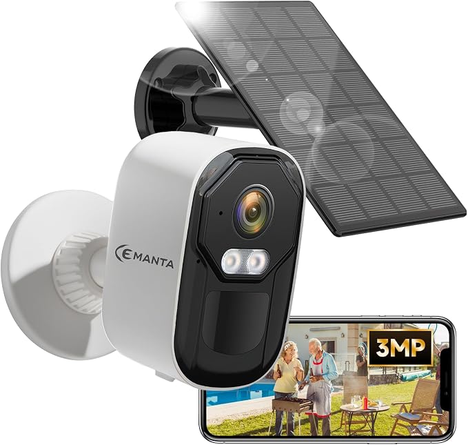 2K Security Camera Wireless Outdoor, Solar Powered WiFi Cameras by CEMANTA