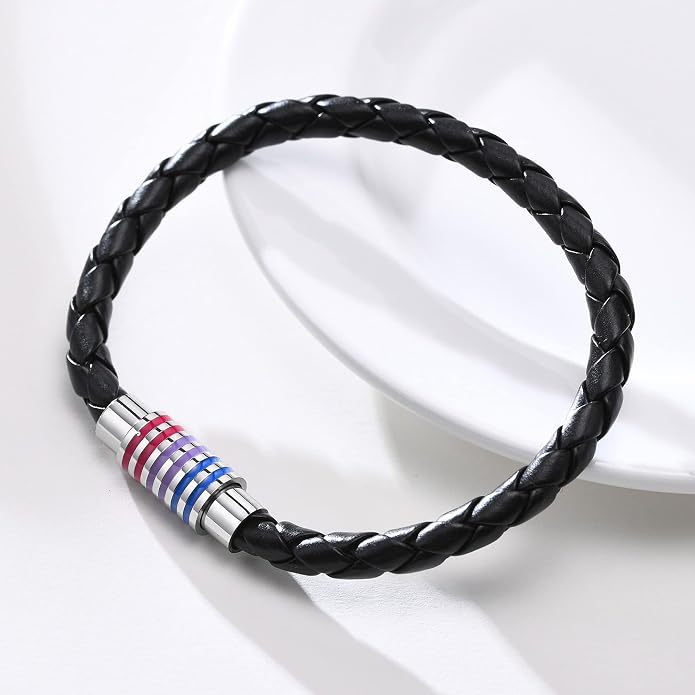 Nanafast Titanium Stainless Steel Rainbow LGBT Pride Bracelet Handmade Braided - Image 4