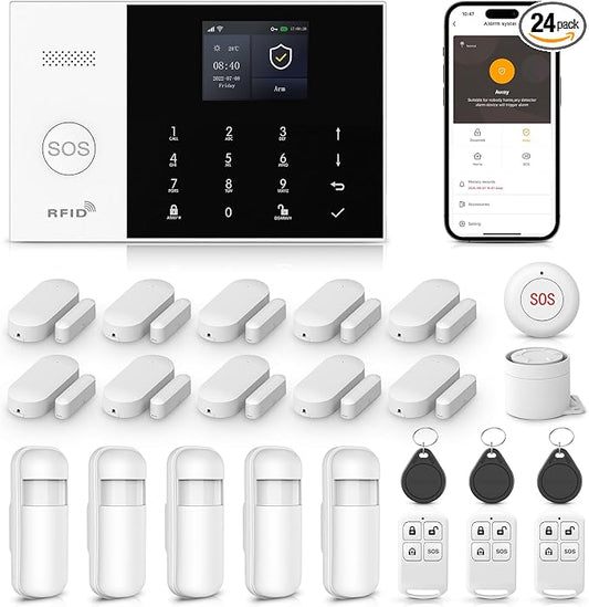 LWOHSI Wireless Alarm System, DIY 4G/WiFi Home Security Systems, Phone APP Alert by LWOHSI