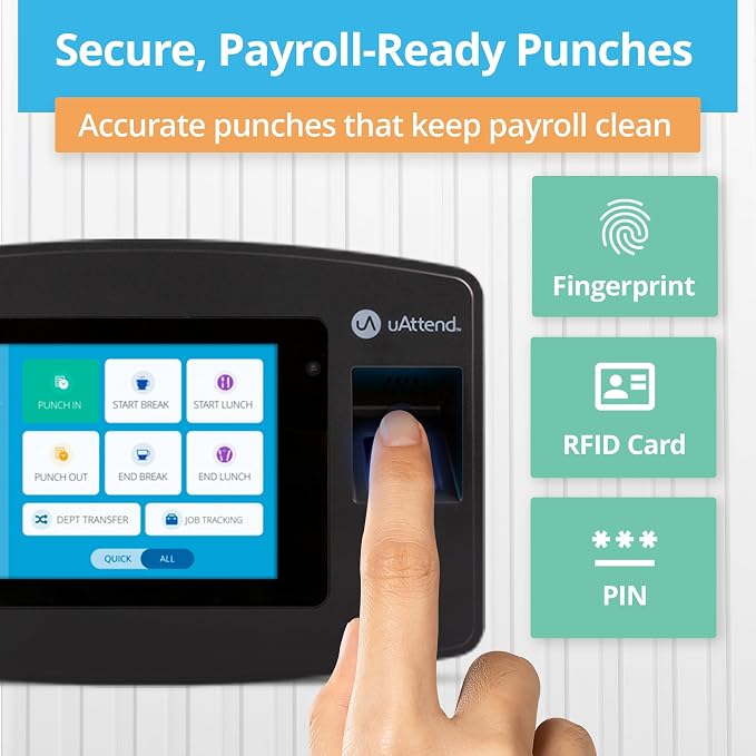 uAttend JP2000 Payroll Time Clock – Cloud Payroll Engine - Image 5