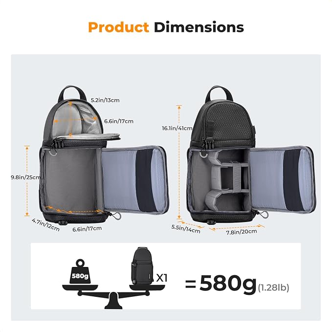 K&F CONCEPT Camera Sling Bag Crossbody Bag Camera Shoulder Backpack - Image 7
