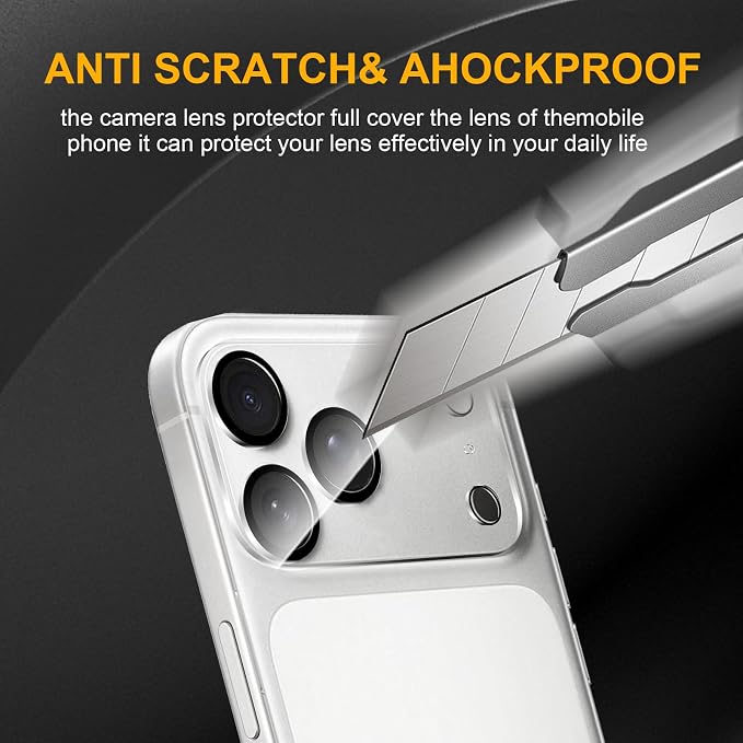 3 Pack Camera Lens Protector for iPhone 17 Pro Max, Tempered Glass, - Image 4