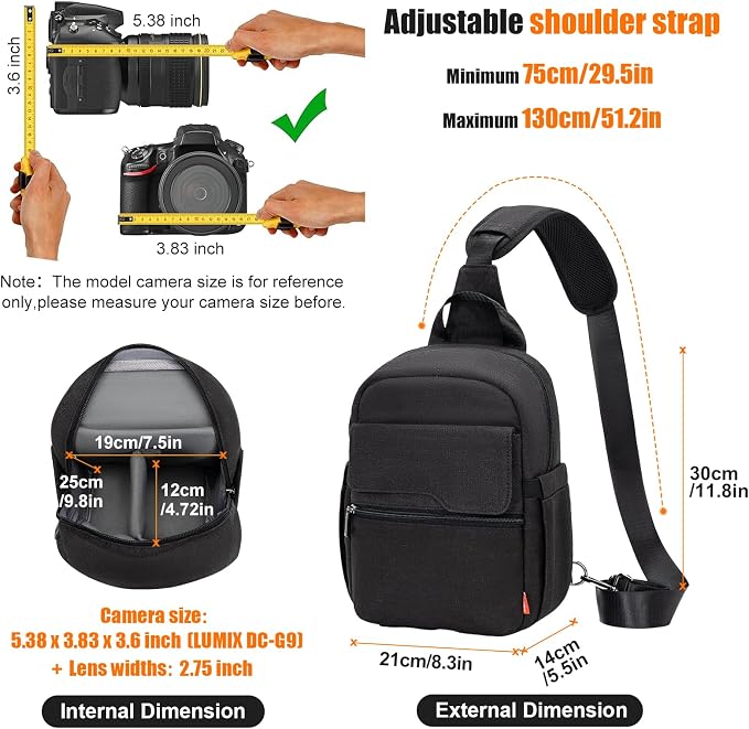 Cwatcun Camera Sling Bag Crossbody Small Camera Case, Lightweight - Image 2