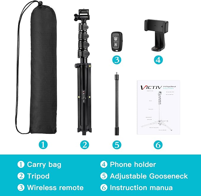 74" Flexible Phone Tripod, Tall Cell Phone Tripod - Image 8