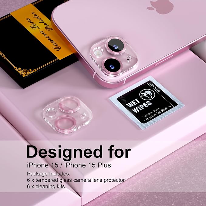 for 6 Pack iPhone 15 / iPhone 15 Plus Camera Lens Protector 9H Tempered Glass - Image 2