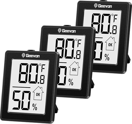 Geevon Digital Hygrometer, 3 Pack Indoor Thermometer Room Temperature Humidity by GEEVON