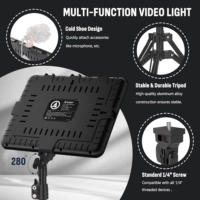 2-Pack LED Photography Lighting Kit, Arsoer 15W Bi-Color Video Light Kit - Image 6