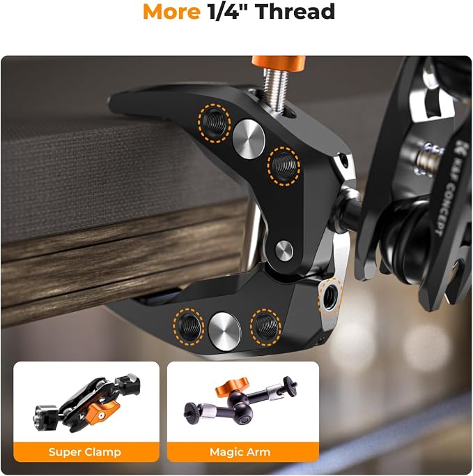 K&F CONCEPT Camera Clamp Mount, Super Clamp Mount Magic Arm - Image 9