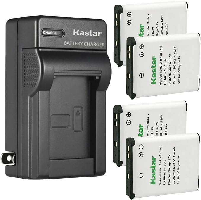 Kastar 4-Pack EN-EL19 Battery and AC Wall Charger Replacement by Kastar