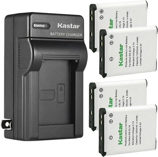 Kastar 4-Pack EN-EL19 Battery and AC Wall Charger Replacement by Kastar