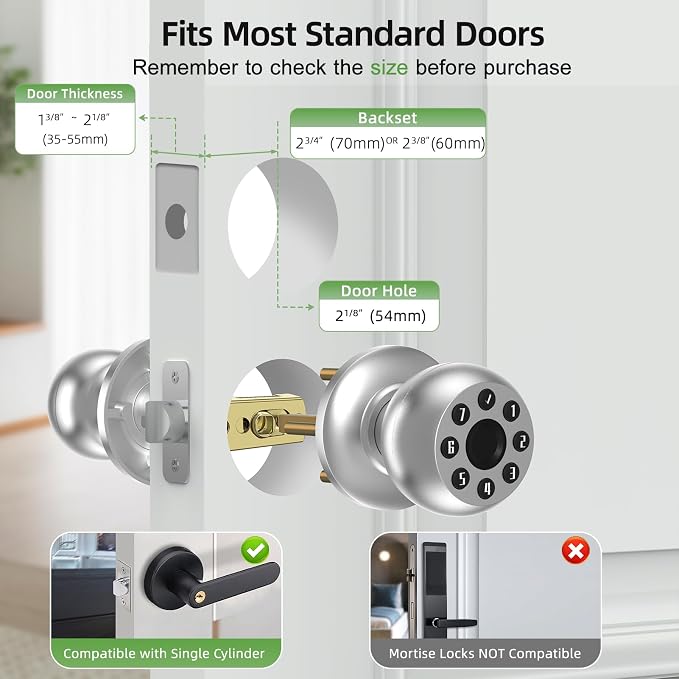 Fingerprint Door Knob, Smart Door Knob, Biometric Door Knob - Image 6