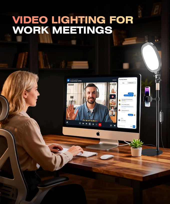 PQRQP Ring Light for Desk, Soft Lighting for Zoom & Video Calls, Selfie Light - Image 7
