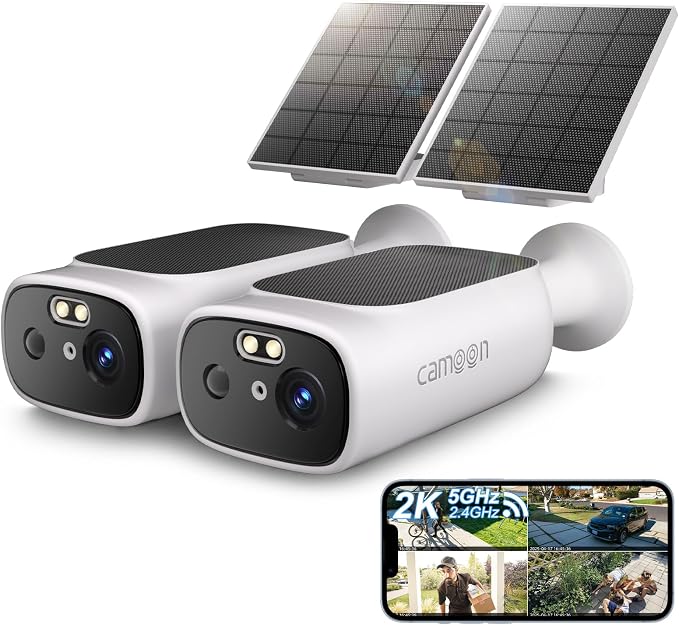 2K Solar Camera Outdoor Wireless-5/2.4Ghz WiFi Cameras by Camoon