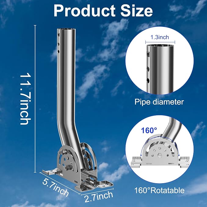 430 Stainless Steel Heavy Duty Antenna Pole Mount, WiFi Extender, Cellular - Image 7