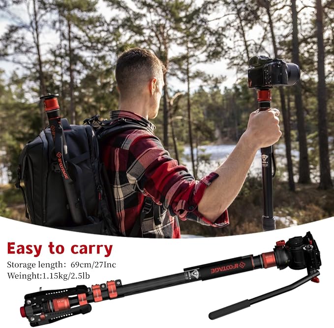 IFOOTAGE Cobra 3 Monopod with Fluid Head, Professional Portable Travel Monopod - Image 7