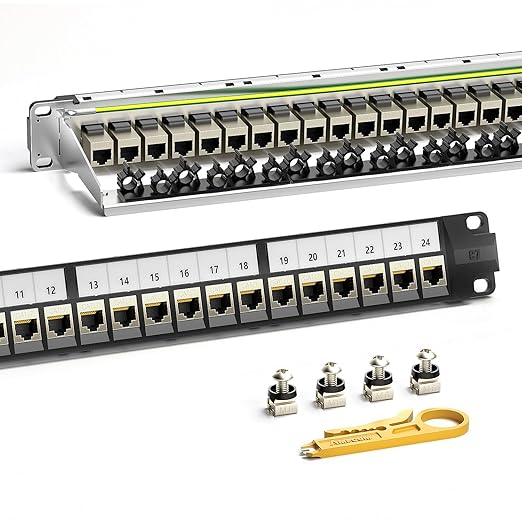 AMPCOM CAT7 Keystone Patch Panel 24-Port 1U by AMPCOM