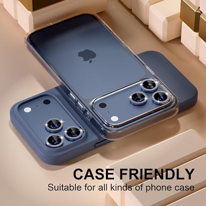 Misea Compatible for iPhone 17 Pro/iPhone 17 Pro Max Camera Lens Protector Bling - Image 5