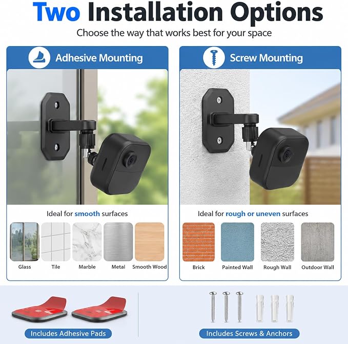 2Pack Adhesive Wall Mount Adjustable Security Wall Mount Bracket - Image 3