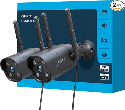 GNCC 2K Outdoor Security Camera, 24/7 Recording, 9.85ft Cord, No Battery by GNCC