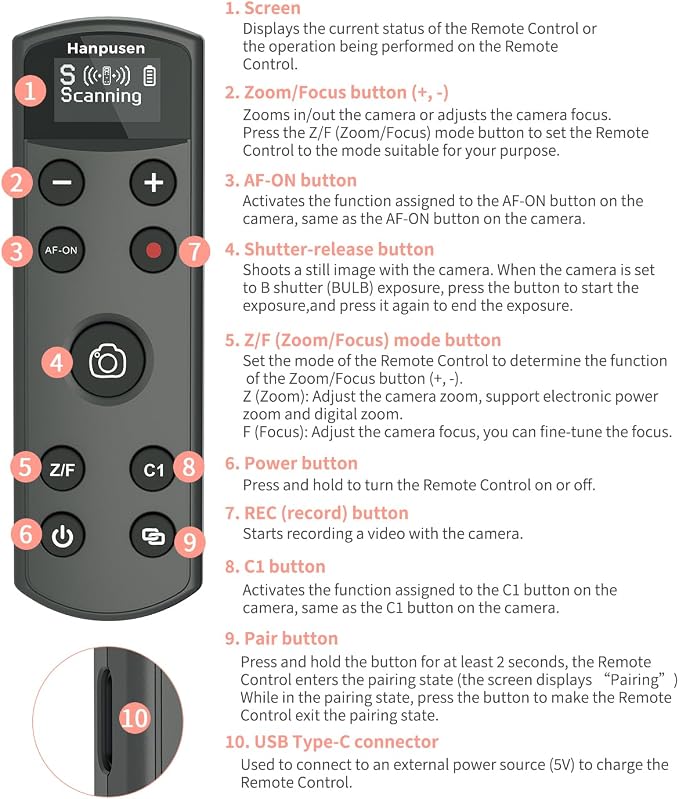 Hanpusen Rechargeable Camera Remote Control - Image 8