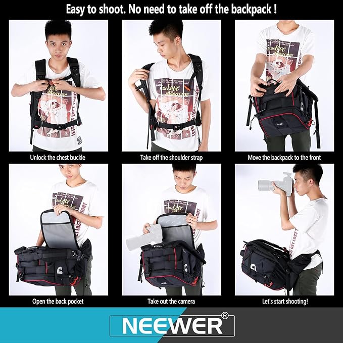Neewer Pro Camera Case Waterproof Shockproof Adjustable Padded Camera Backpack - Image 8