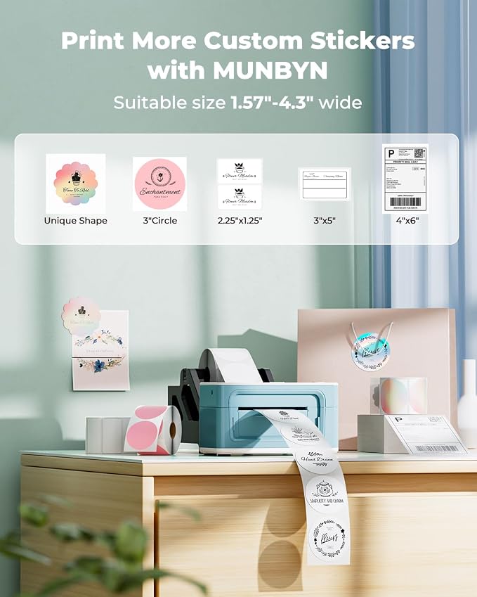 MUNBYN Bluetooth Thermal Label Printer 941BP, Wireless 300DPI 4x6 Shipping - Image 6
