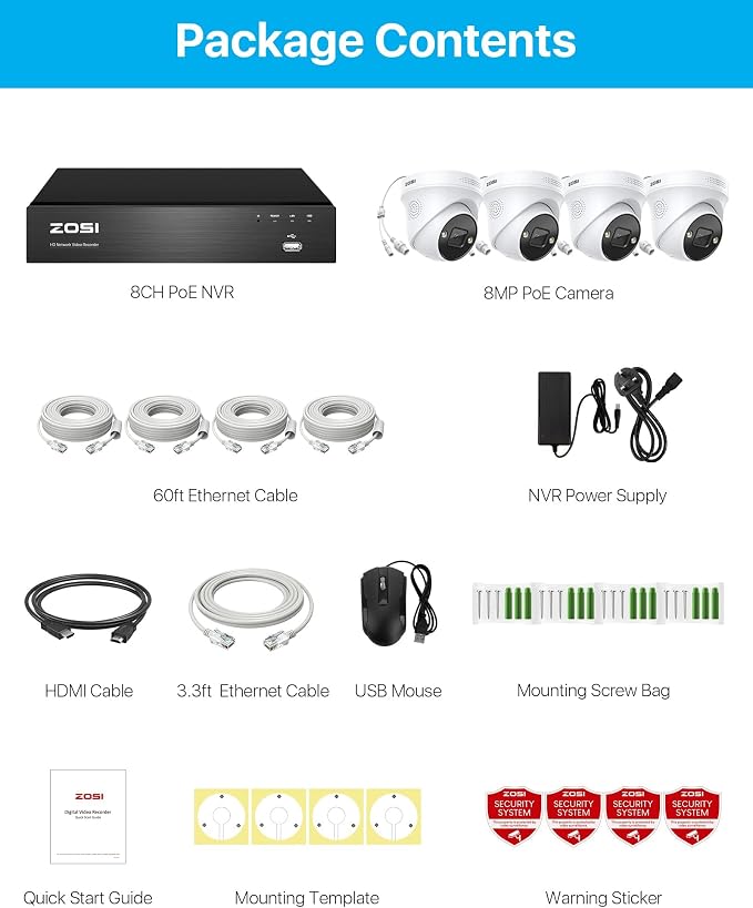 ZOSI 4K POE CCTV Security Camera System, 8 Ports 16CH 8MP NVR - Image 10