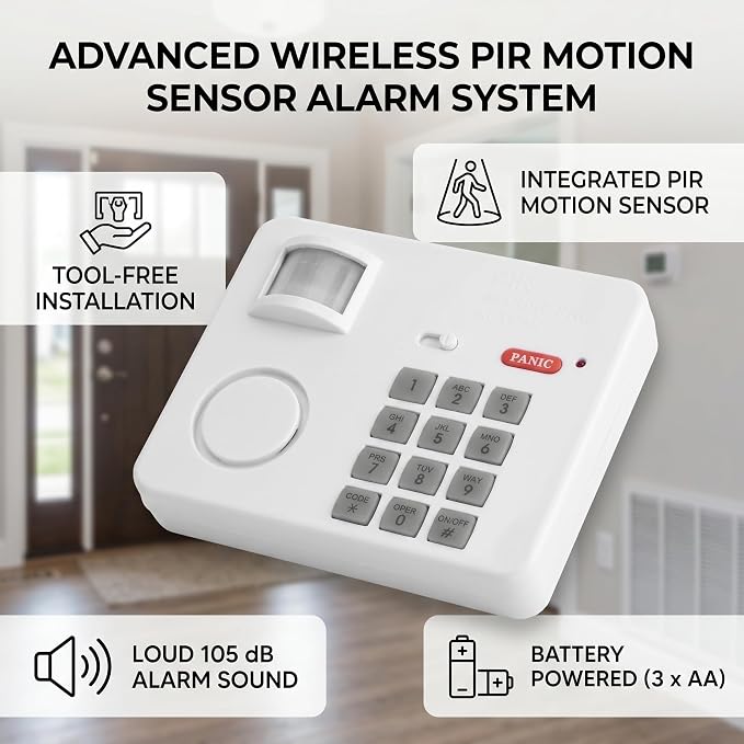 105DB Password Wireless Home Security Emergency Keypad Alarm Siren, 105° Alarm - Image 4