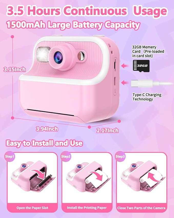 Kids Camera Instant Print, Christmas Birthday Gifts - Image 7