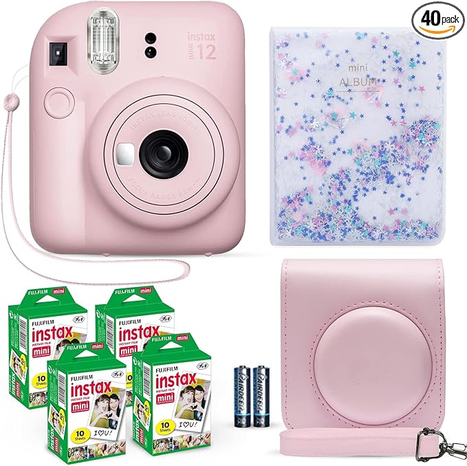 Fujifilm Instax Mini 12 Instant Camera Blossom Pink + Fuji Film Value Pack + by FUJIFILM