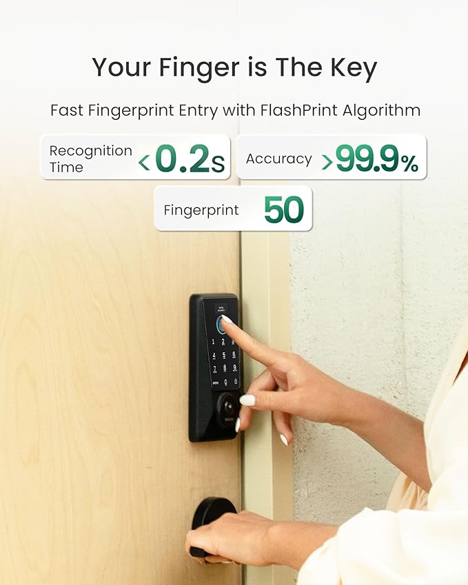 DESLOC Smart Lock D110 Plus, WiFi Fingerprint Smart Front Door Lock - Image 6