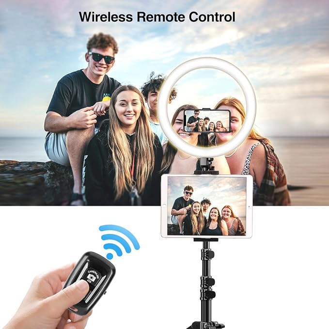 Elitehood 12’’ Ring Light with Tripod Stand & iPad/Phone Holder, Dimmable - Image 6