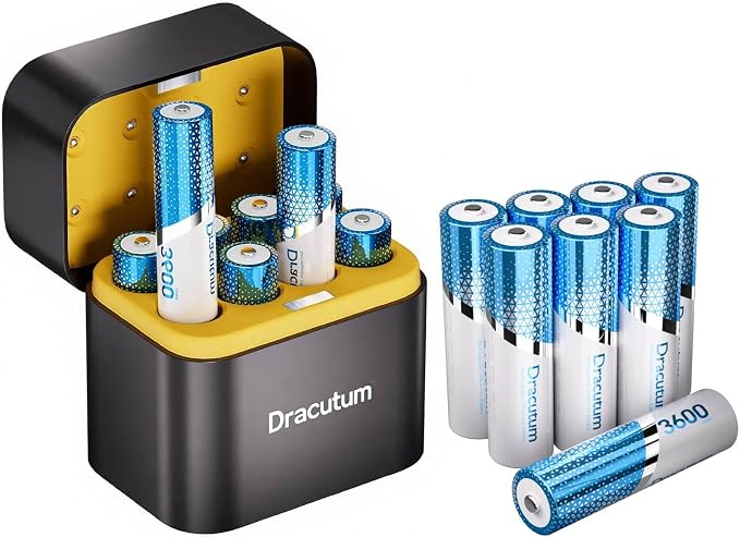 AA Rechargeable Batteries Lithium 16 Pack by Dracutum