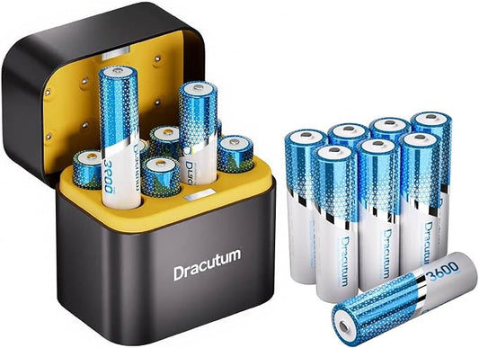 AA Rechargeable Batteries Lithium 16 Pack by Dracutum