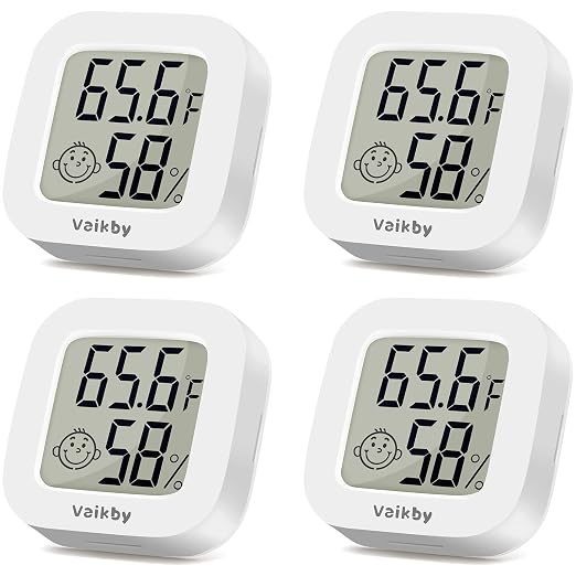Vaikby Indoor Thermometer 4Pack, Humidity Gauge Meter Digital Hygrometer Room by Vaikby
