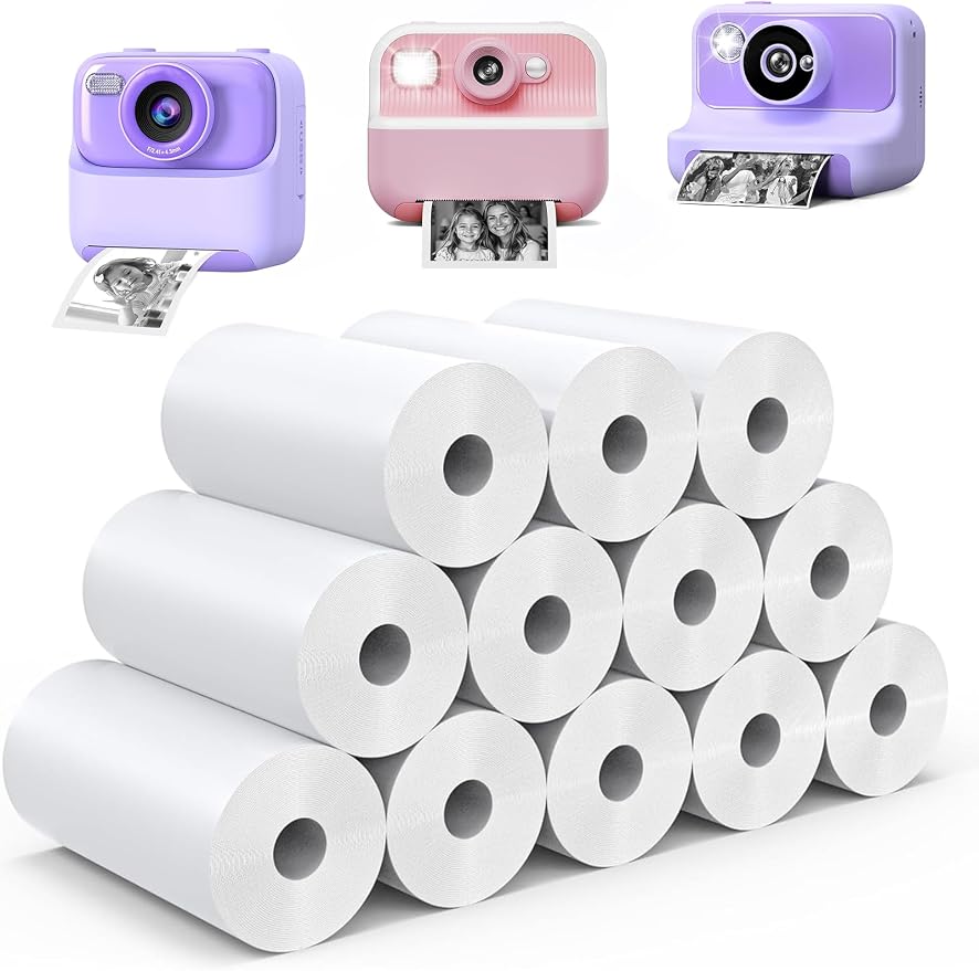 12 Rolls Kids Camera Paper Roll Refill, QIIYNTE Thermal Paper by PrintingYourLife