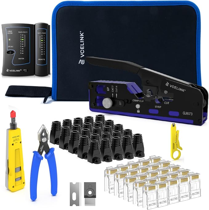 VCELINK RJ45 Crimp Tool Kit for CAT7, Upgraded Network Tool Set by VCELINK