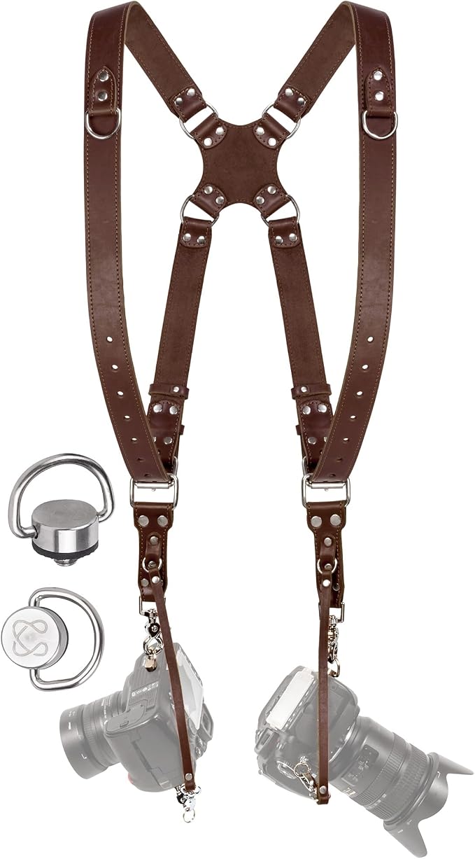 C Coiro Dual Camera Harness Shoulder Leather Camera Strap by CCoiro