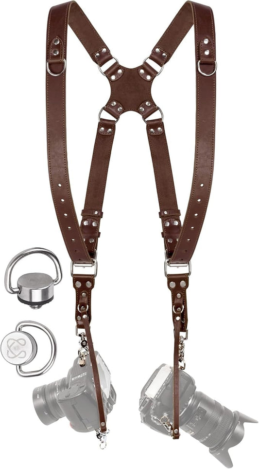 C Coiro Dual Camera Harness Shoulder Leather Camera Strap by CCoiro