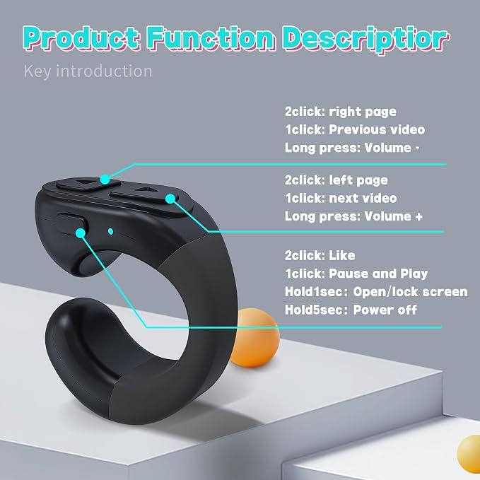 TikTok Scrolling Ring Remote, Hands‑Free Scroll/Like/Next/Volume Control - Image 8