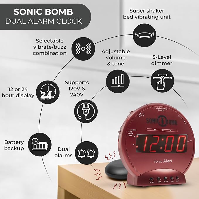 Sonic Alert Sonic Bomb Dual Alarm Clock - Image 4