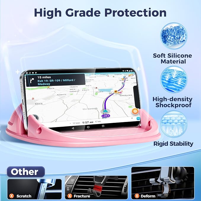 Loncaster Car Phone Holder, Car Phone Mount Silicone Car Pad Mat - Image 3