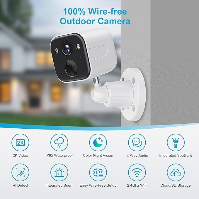 Security Cameras Wireless Outdoor, Battery Powered WiFi Camera - Image 2