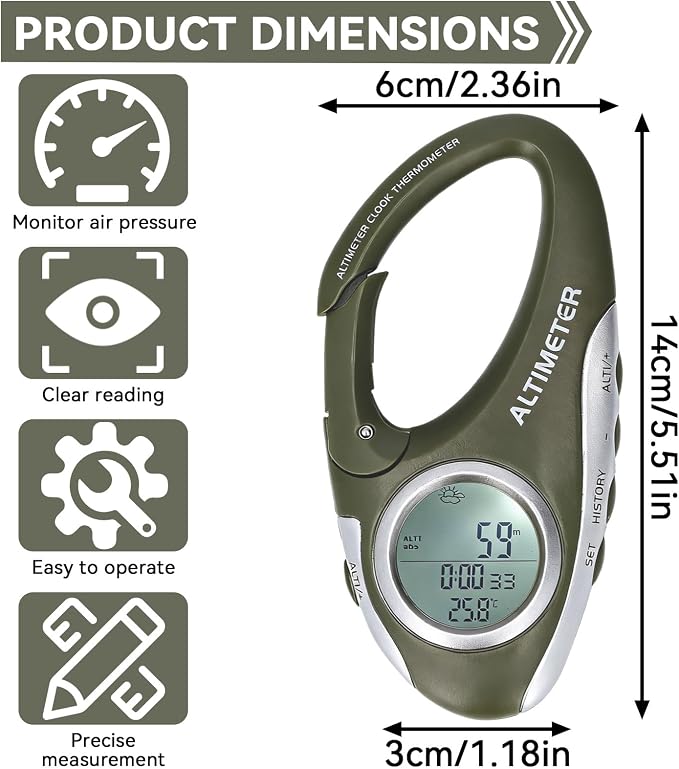 HERCHR Digital Altimeter, Hiking Thermometer Portable Compass - Image 2