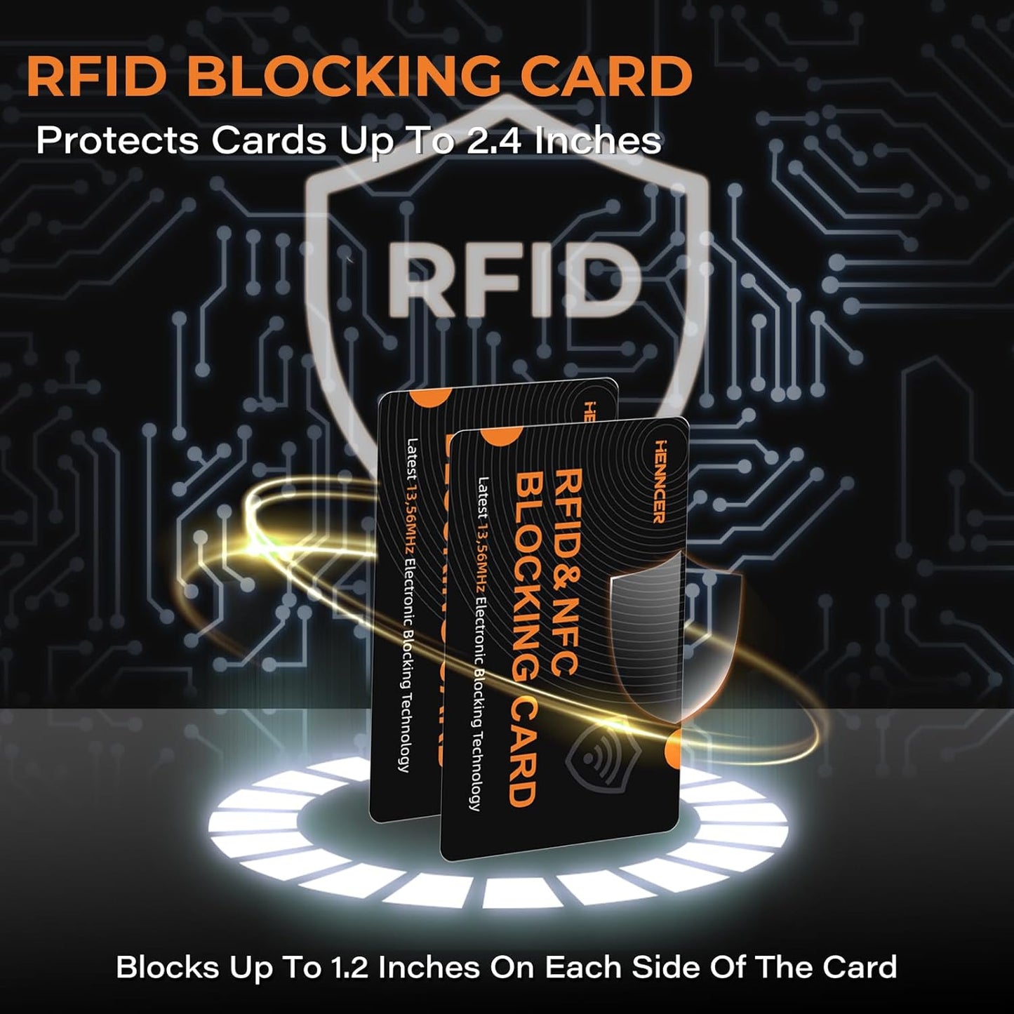 RFID Blocking Card, NFC Debit Credit Card Passport Protector, Entire Wallet Protection Blocker Set for Men & Women, Smart Slim Design Perfectly fits in Wallet and Purse (Blackorange, 6) (6)