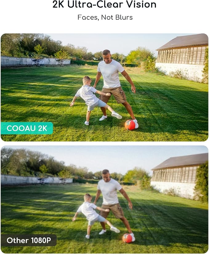 COOAU Cameras for Home Security​​, 2K 360° Solar Security Cameras Wireless - Image 3