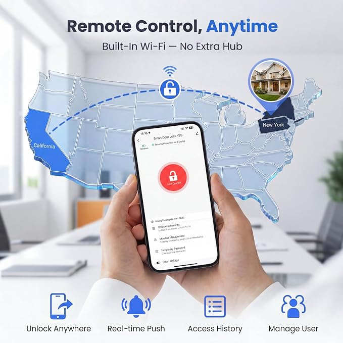Built-in WiFi Smart Lock, Keyless Entry Door Lock - Image 2