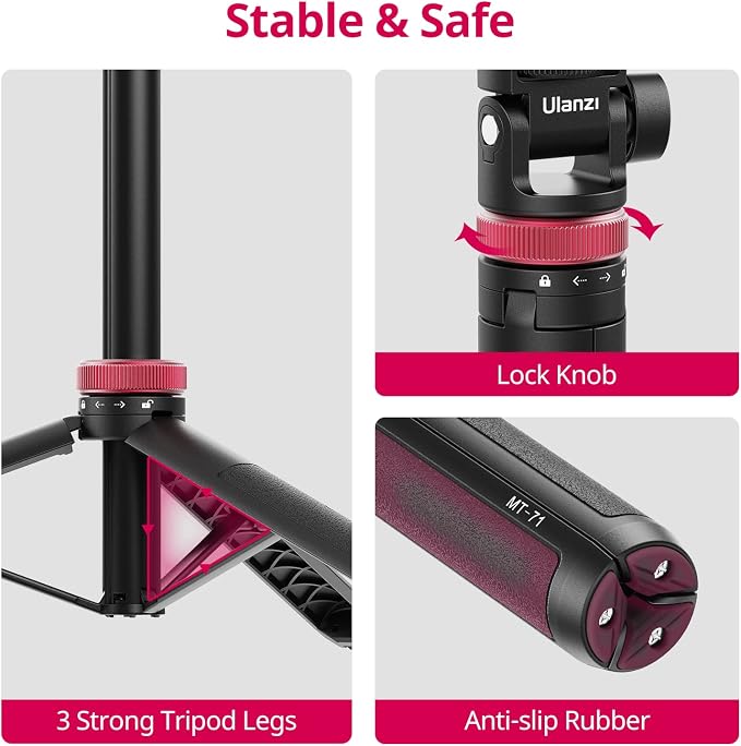 ULANZI MT-71 Tripod Selfie Stick & Vlog Handle - Image 5
