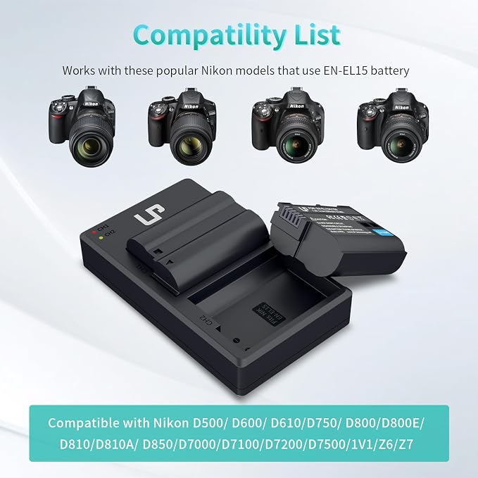 LP EN-EL15 EN EL15a Battery Charger Pack, Compatible - Image 3