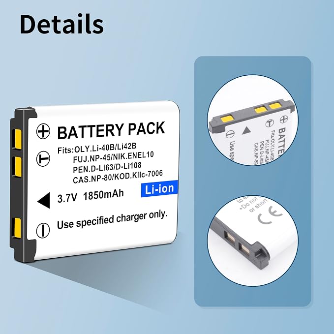 2-Pack EN-EL10 KLIC-7006 Replacement Battery and Slim USB Rapid Charger - Image 5
